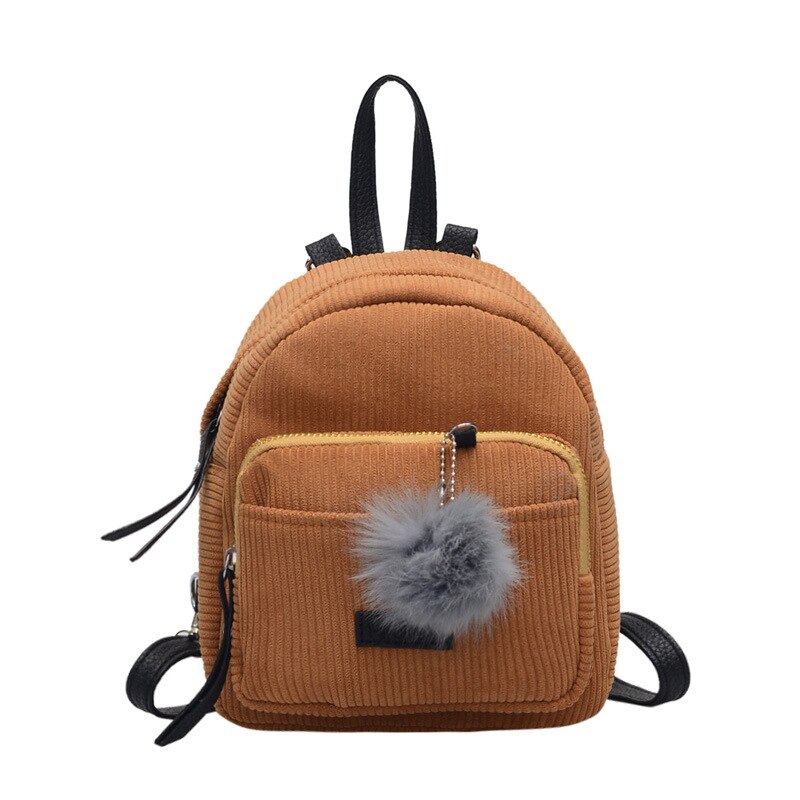 Women Mini Backpack Corduroy Small Crossbody Bag For Teenage Girl Striped Soft Cloth Fabric Shoulder Bag Ladies Kids Phone Purse: Khaki