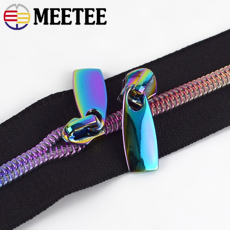 Meetee 10pcs 5# Zipper Silder for Nylon Zip for Jacket Pocket Zippers Head Puller DIY Zips Repair Replacement Sewing Accessories