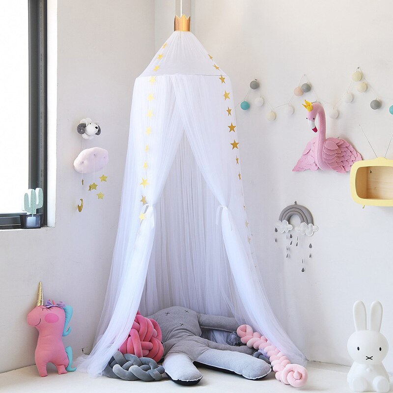 Rete di Zanzara del bambino Letto Tenda Culla Baldacchino Con Trasporto Stelle Ragazze Dei Bambini Rosa Principessa Tenda del Gioco Casa Appeso Tenda per bambini