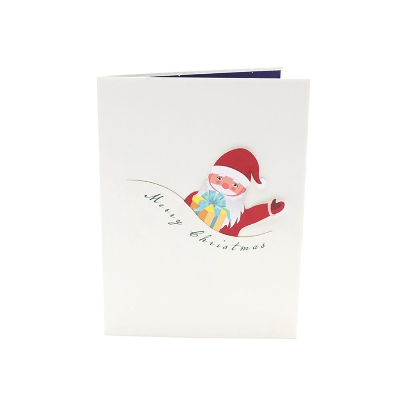 3D Pop Up Santa Claus Greeting Cards Postcards Invitations with Envelope for Kid