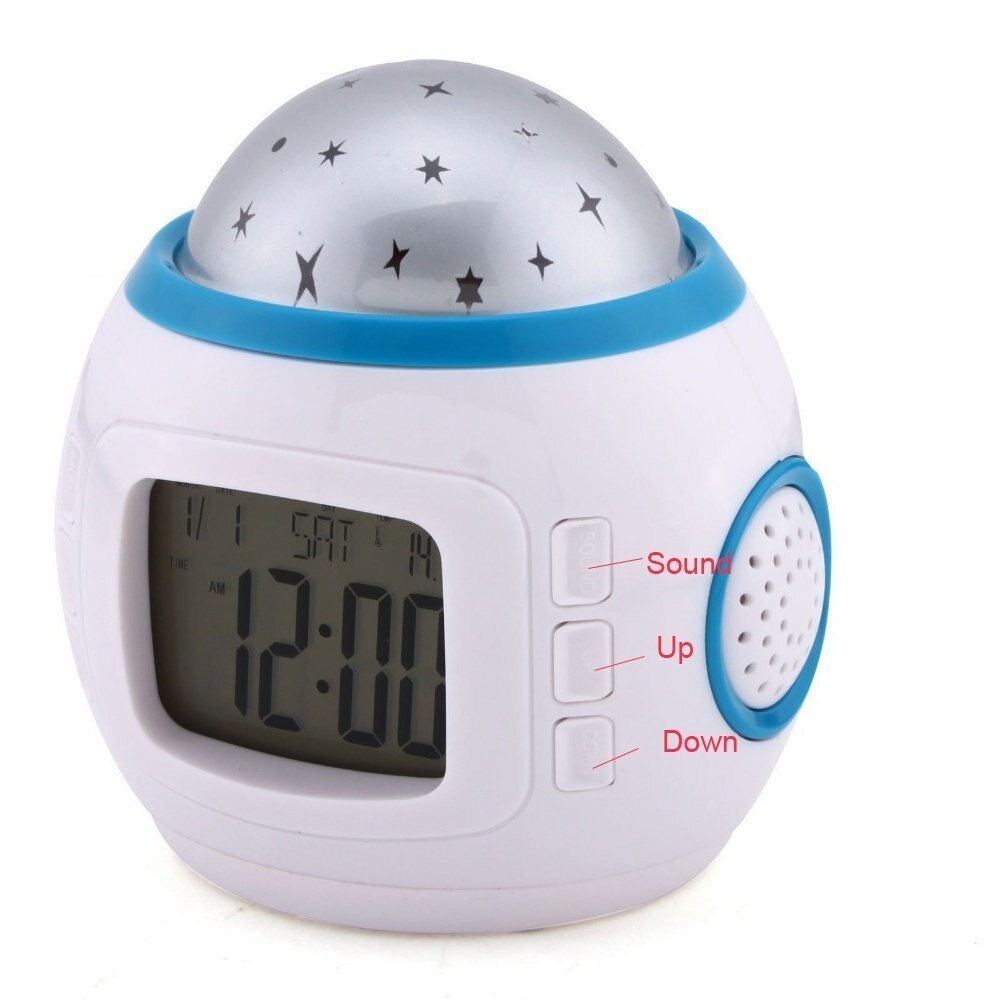Kinderen muziek sterrenhemel snooze digitale led-projector wekker kalender thermometer relogio de mesa despertador: Default Title