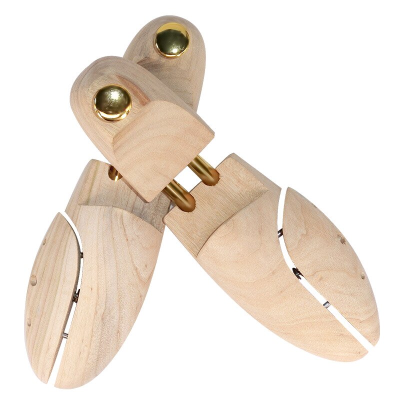 CHAISHOU-par de zapatos de madera de alcanfor para hombre, 1 par de zapatos de árbol de doble tubo de madera sólida, moldeador de zapatos ajustable, último CS-164: EU 37-38