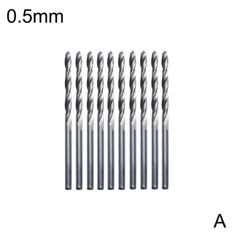 Hjem 10 stk / sæt 0.5-2.5mm lille bor mini mini twist elektrisk rund twist bor diy gør bor hss lige værktøjsskaft  h6 a 6: -en