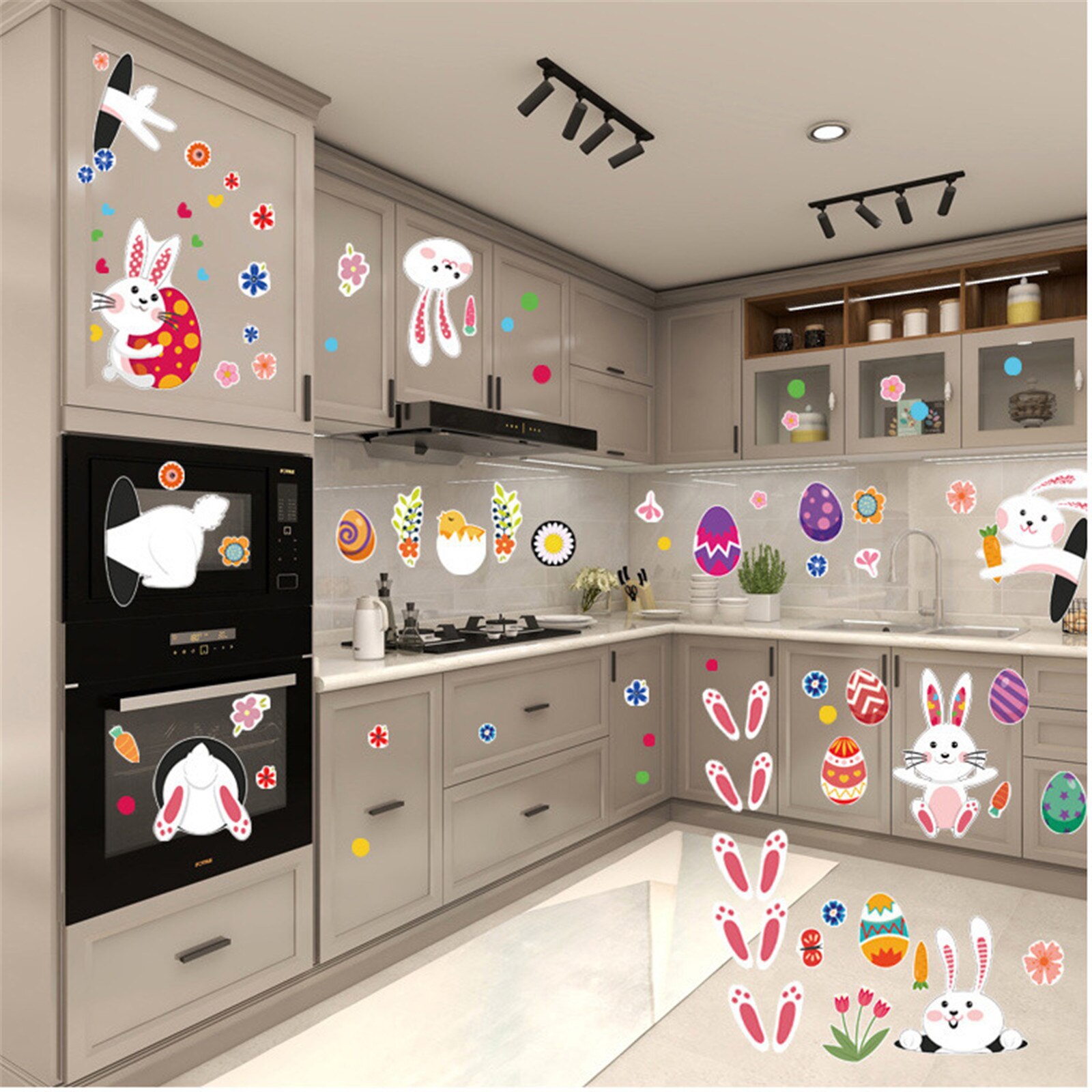 Easter Window Clings Decals Carrot Bunny Egg Window Sticker for Wall Door Decor Easter Party Home Decor Animal Sticker#30