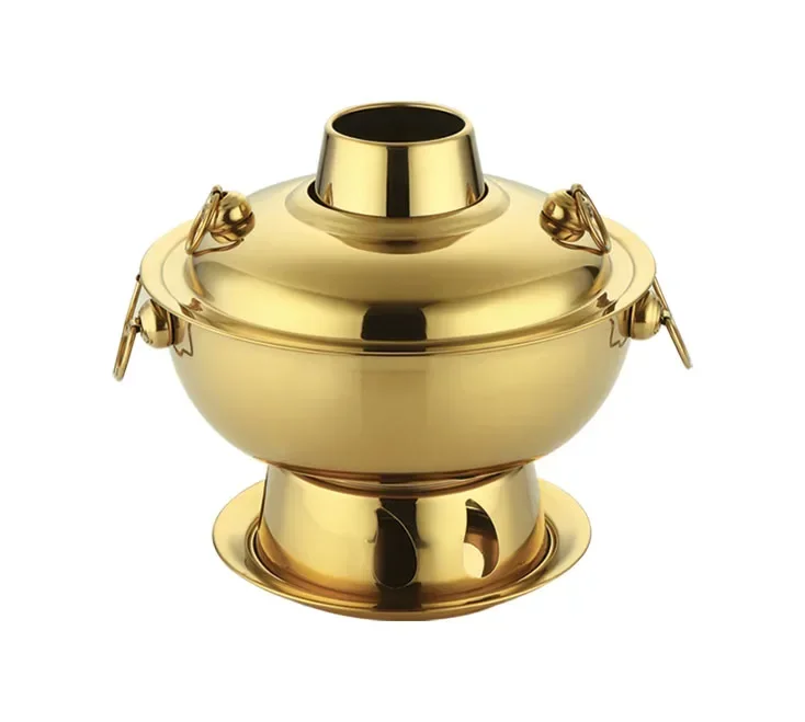 1,8 liter roestvrijstalen hete pot, Chinese fondue lam Chinese houtskool hotpot buitenfornuis picknickfornuis: WIT