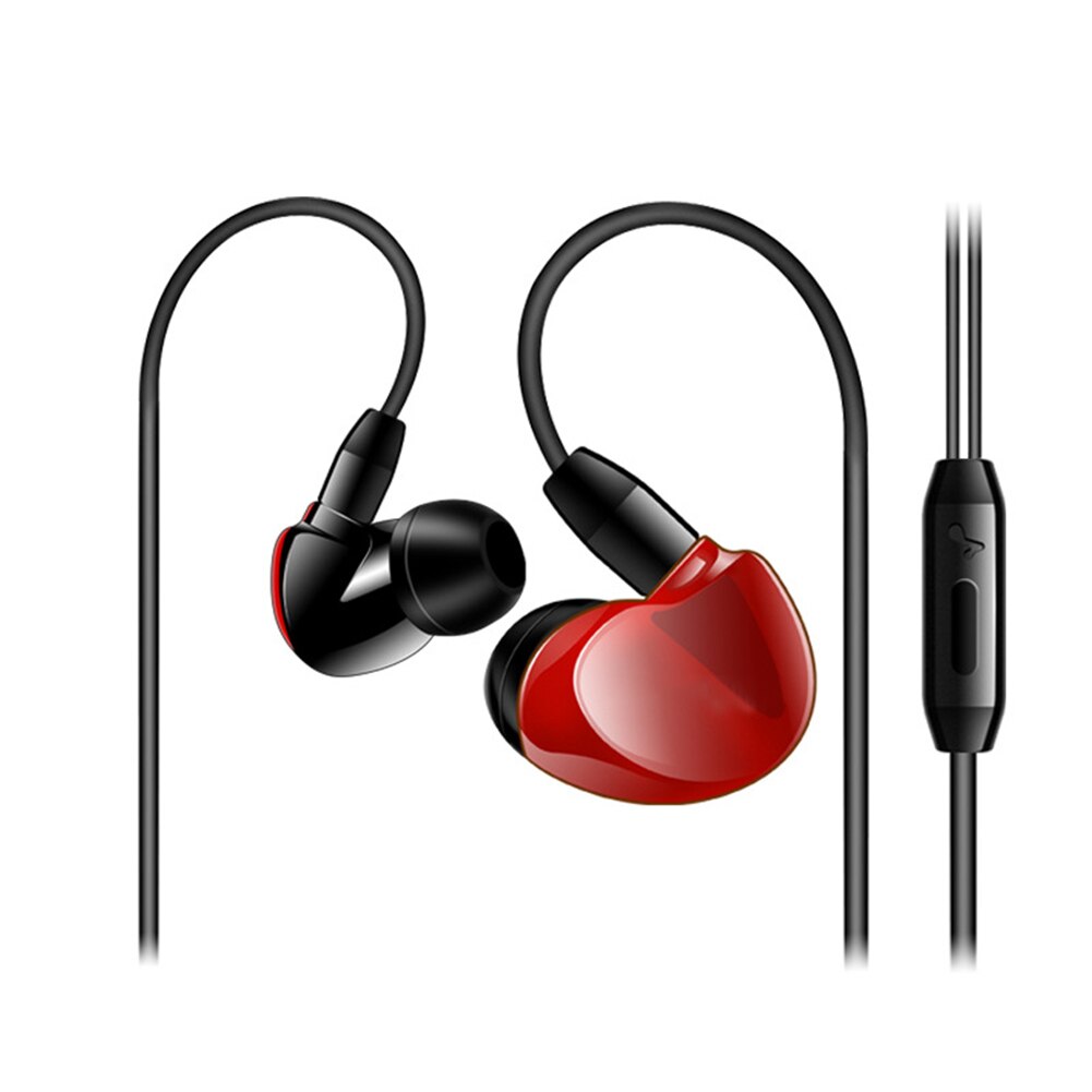 Sx538 draagbare subwoofer in-ear bekabelde oordopjes 3.5mm universele sport gaming muziek oordopjes met microfoon headset voor telefoon: Rood