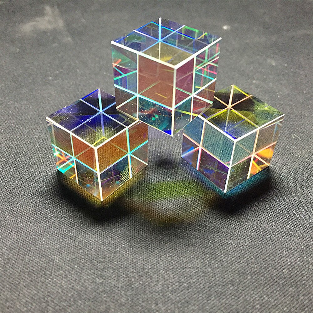 Experimento óptico de fotografía de seis luces, arco iris con cubo de luz impecable, Prisma de cristal, 18x18x18mm
