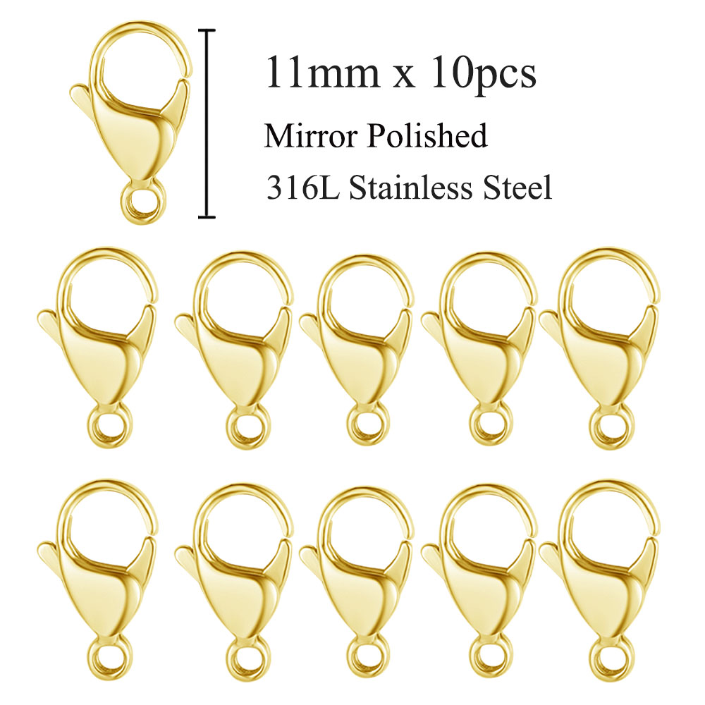 10 unids/lote de cierre de langosta de acero inoxidable 316L pulido con espejo, 9-19mm, cierres de joyería Diy que nunca se decoloran para hacer collares y pulseras: Naranja