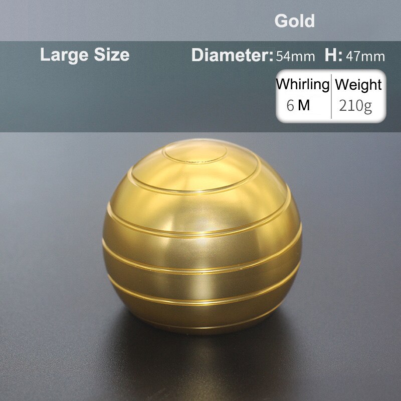 Ball Type Fingertip Gyro Metal Alloy Adult Office Desk Toy Decompression Anxiety Stress Relief Fidget Spinner Sensory Toys: Big Size - Gold