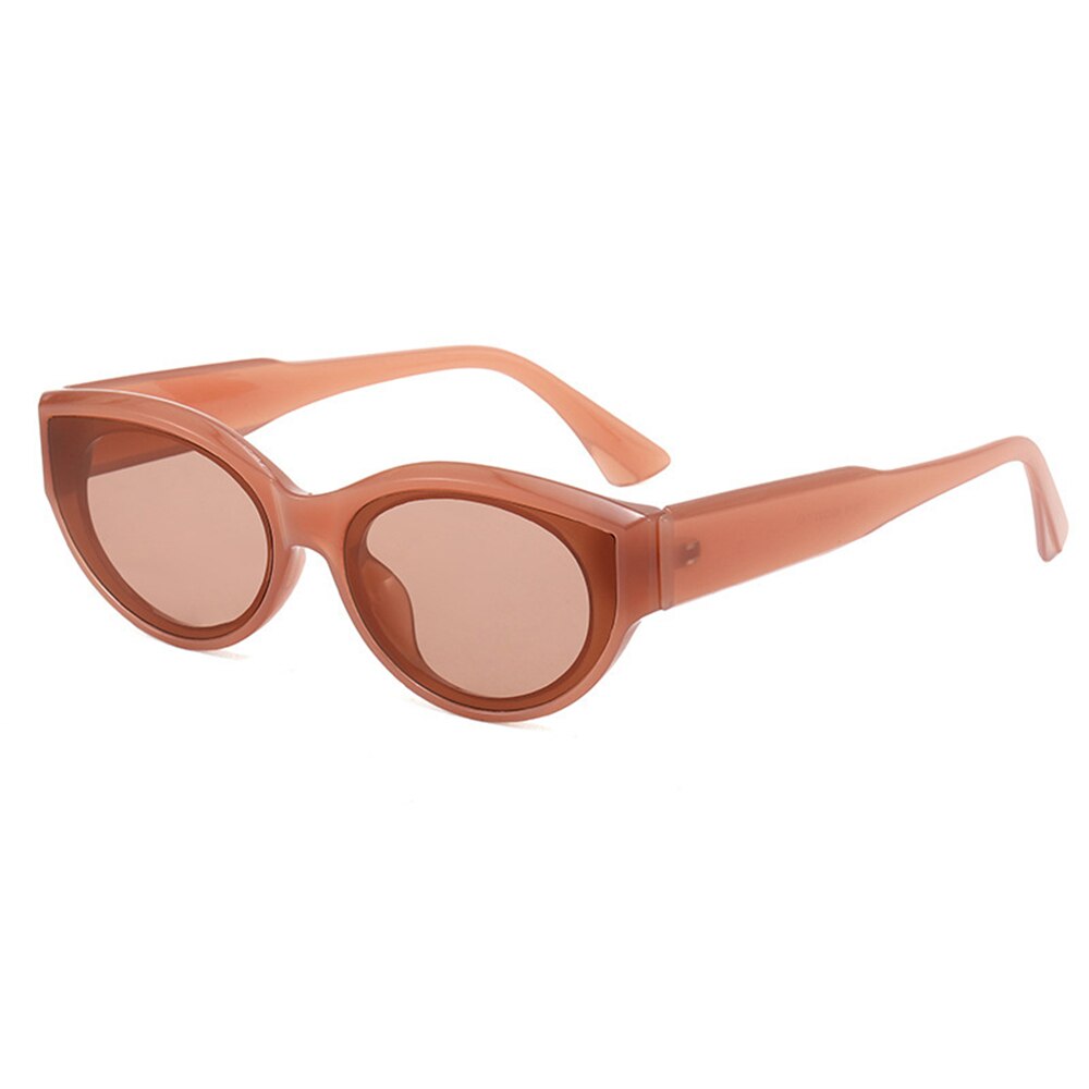 Retro Oval Frame Sunglasses Catwalk Small Frame Sun Glasses Men's/Women's Universal UV Protection Outdoor Travel Eyewear: Brown