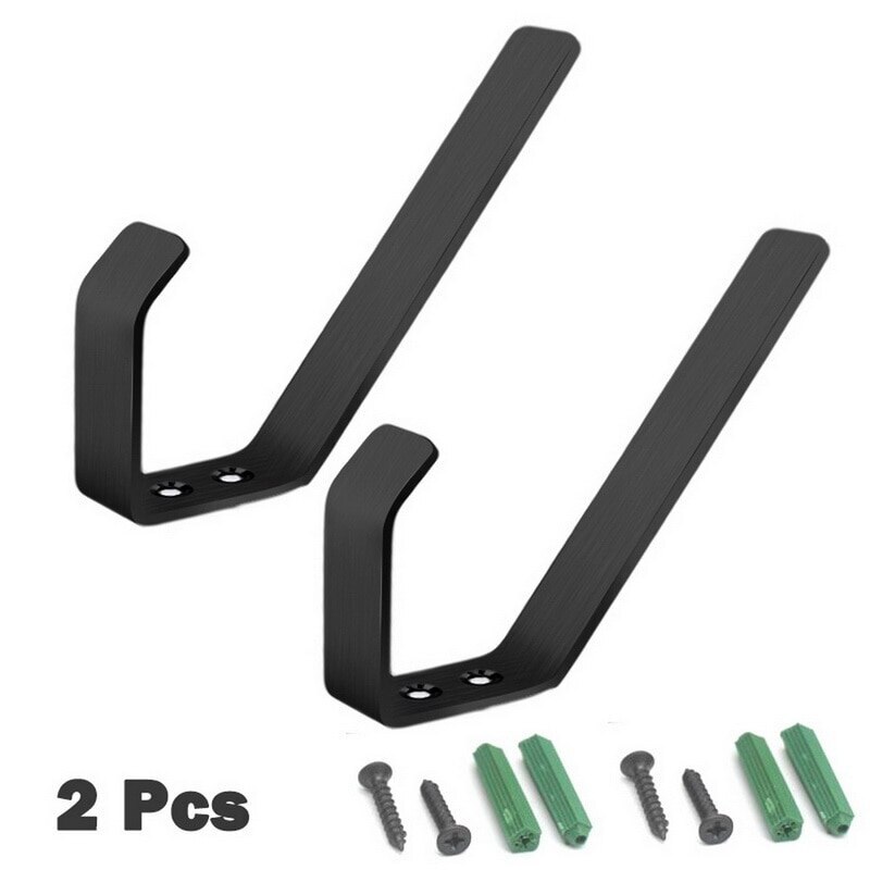Helmet Hook 2Pcs Motorcycle Helmet Holder Hook Jacket Hanger Home Luggage Hook Multipurpose Wall Mount Rack For Cabinet Door: Large Size Black