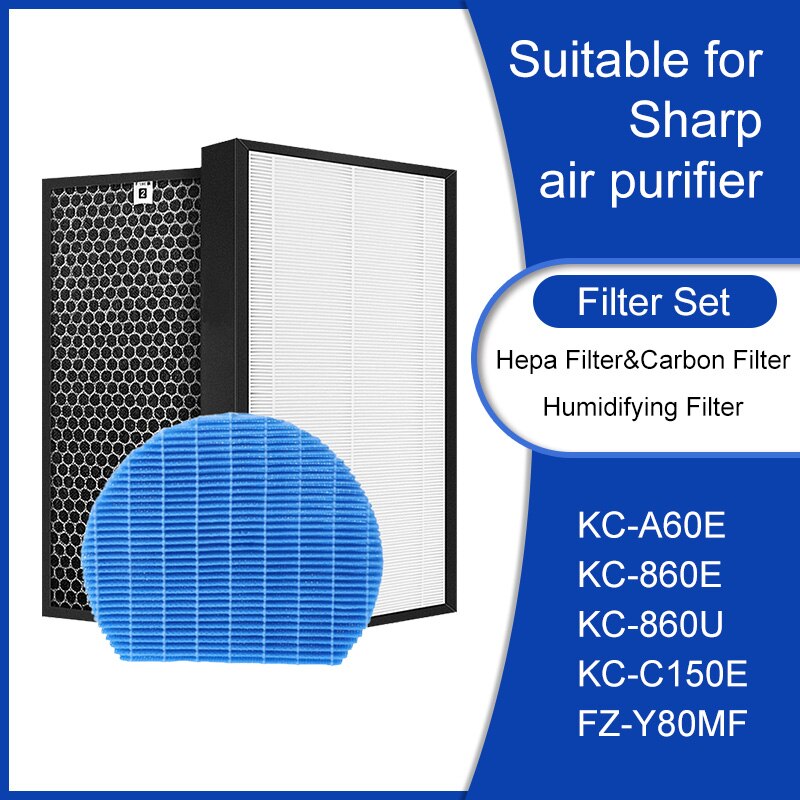 For Sharp FZ-A60HFE FZ-A60DFE FZ-A60MFE Air Purifier Replacement HEPA and Activated Carbon and Humidifying Filter for KC-A60E