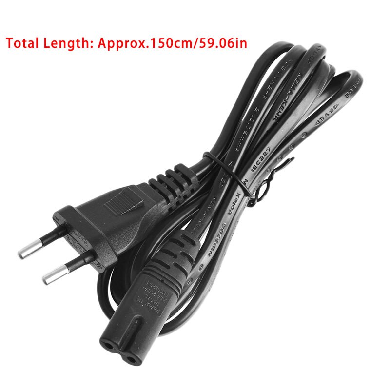 Cable de alimentación de CA de 2 pines, conector corto C7 a europeo, 1,5 M, 5 pies, Figura 8