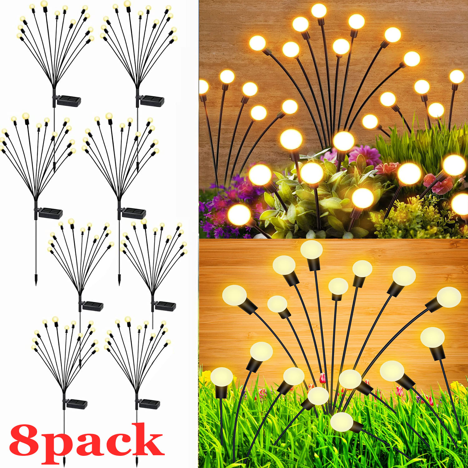 Luces solares de jardín, luz oscilante Solar, luces de viento para exteriores, luces decorativas para Patio, decoración de camino: Rosa / 0-5 W