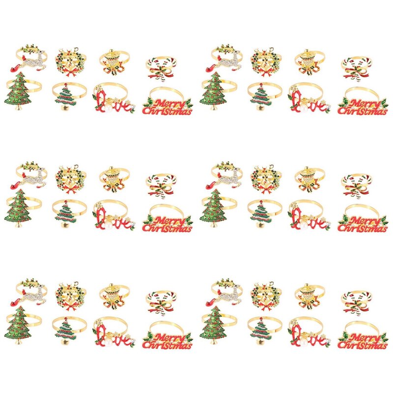 Kerst Servetringen-Set Van 36 Servethouder Ringen Voor Kerst Tafel Decoratie Elanden Servet Gesp