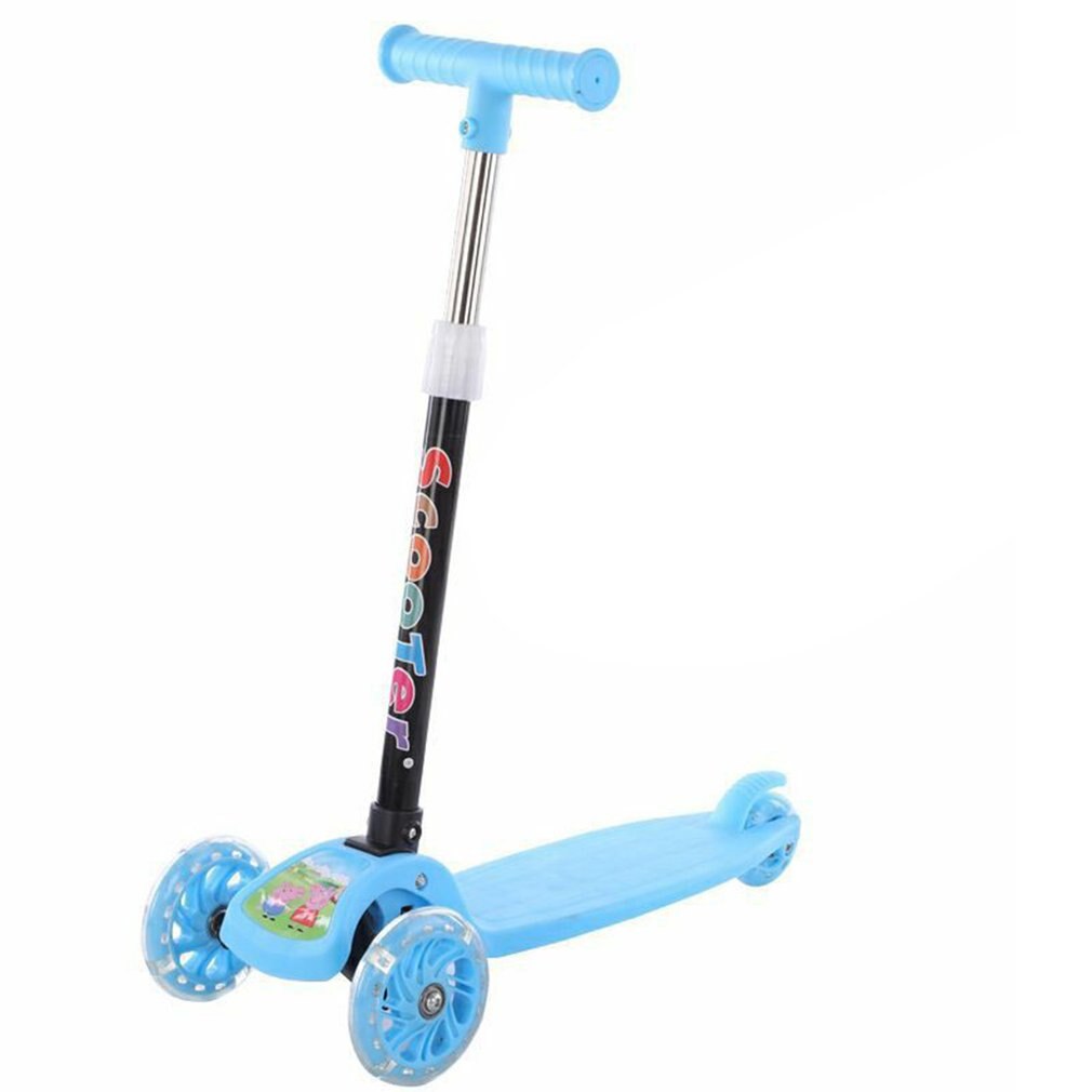 Indoor And Outdoor Children's Scooter Folding Children's Scooter 2-8 Years Old Three-wheel Flashing Skateboard Swing Car: Blue