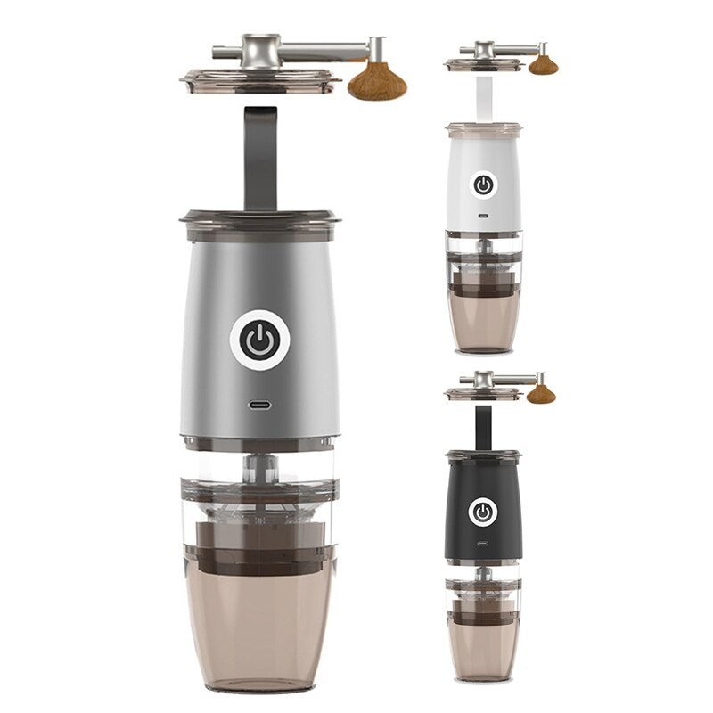 Portable Burr Coffee Grinder, 2 in 1 Manual Electric Coffee Bean Grinder with 5 Modes for Espresso Drip Pour Over