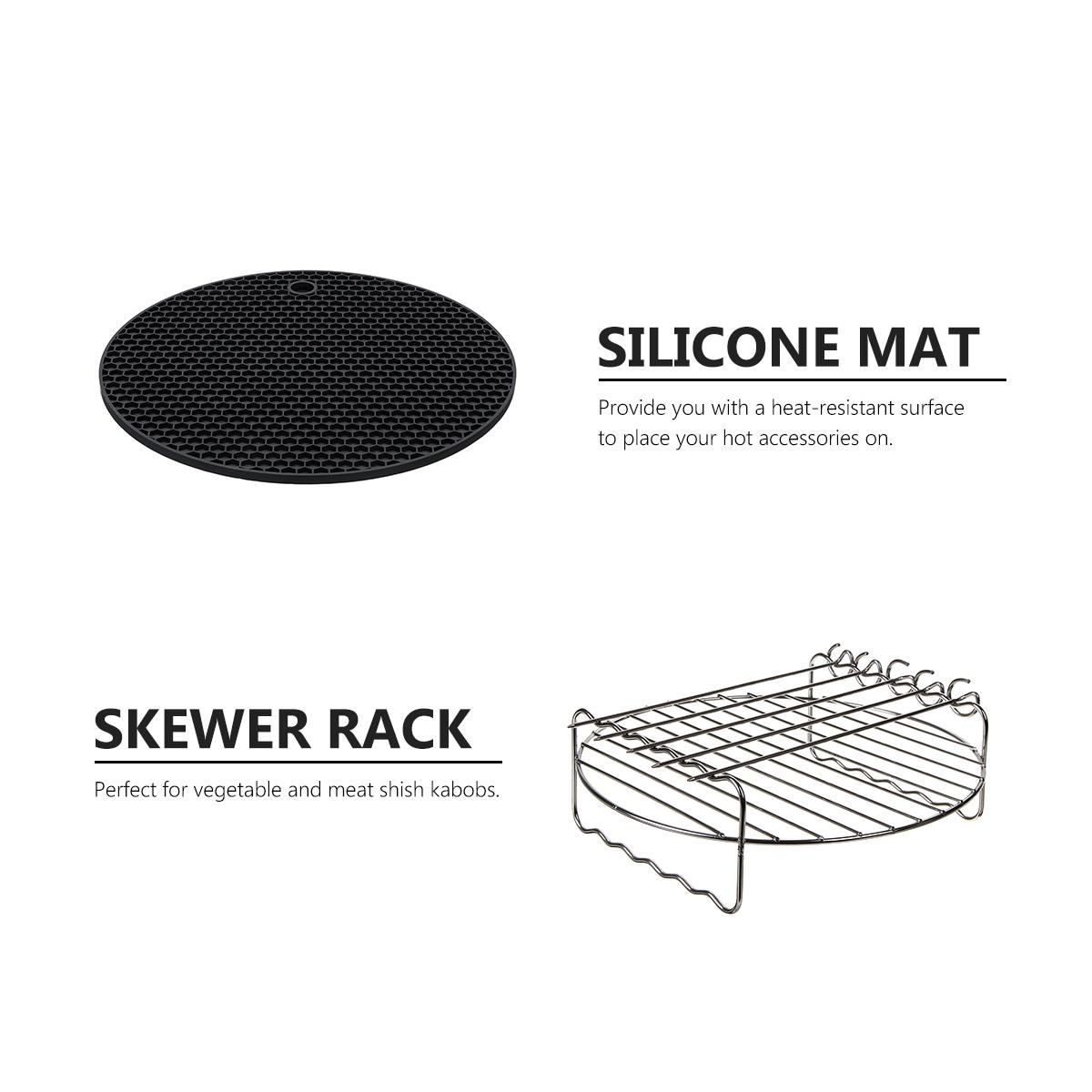 4 stk. 9 tommer tønde pizzapande non-stick silikone måtten spydstativ luftfryser tilbehør coing værktøjer til 5.3 to 6.8qt luftfriture