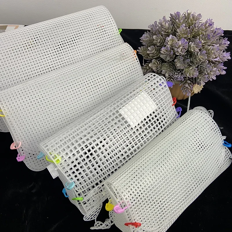 Plastic Mesh Cloth For Bag Making DIY Handcraft Bags Weaving Material Latch Hook Bags Made Plastic Grid Hook Crafts Accessories