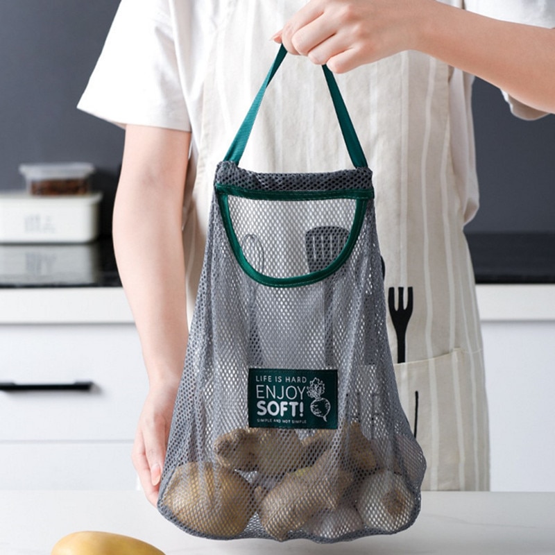 Bolsas reutilizables de frutas y verduras, bolsa de malla de algodón para la cocina, bolsa de almacenamiento de verduras, organizador, bolsa de malla para almacenamiento ecológica