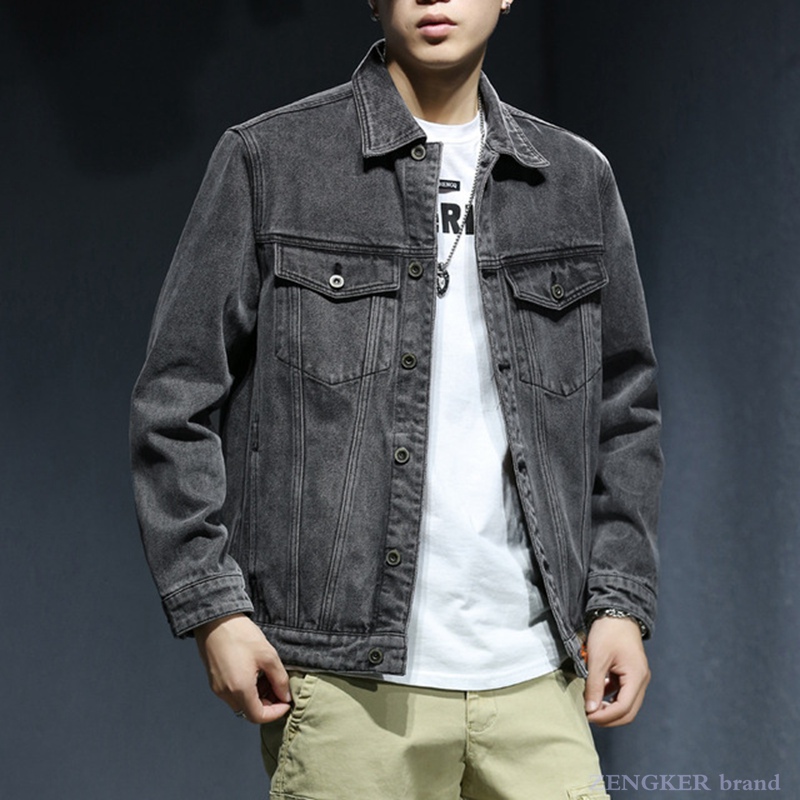 Spring and autumn denim jacket loose trendy fat man was thin plus fat plus size men&#39;s large casual jacket s-7xL140KG