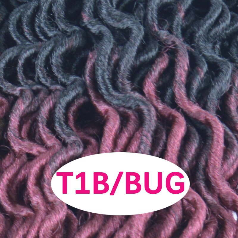 SAMBRAID 16 INCH Faux Curly Locs Crochet Hair Ombre Bohemian Hair Extension Crochet Braids Soft Synthetic Brown Hair: T1B/Burgundy / 3Pcs/Lot