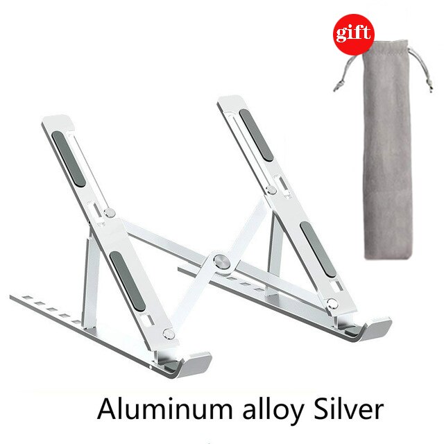 Laptop Holder for MacBook AirPro Adjustable Foldable Aluminium Alloy Support Base Notebook ,Laptop Stand for PCNotebook: Aluminum Silver