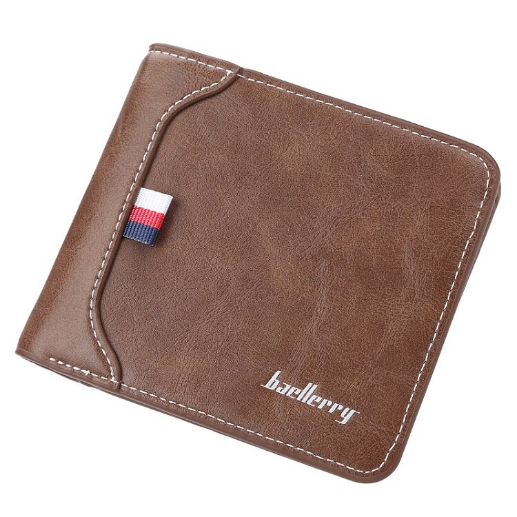 Heren pu leren clutch portemonnee kaarthouder mini portemonnee bank creditcard id kaarthouder portemonnee muntvakje  xb35: Koffie