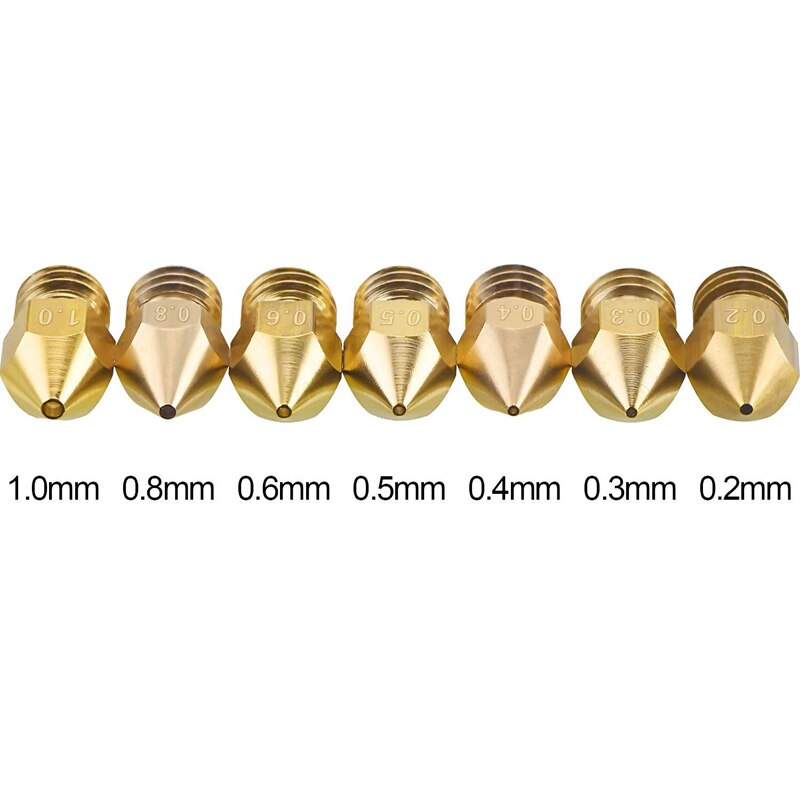 Boquilla MK7/MK8 para impresora 3d 0,4/0,3/0,2/0,5/0,6/0,8mm extrusora de piezas de cobre roscado 1,75mm 3,0mm cabeza de filamento boquillas de latón