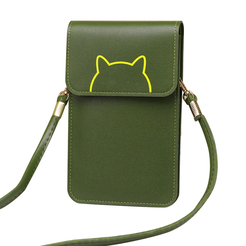 Damplånbok beröringsskärm pu-läderbytesväska kvinnor crossbody mobiltelefonpåse plånbok portefeuille femme: Grön