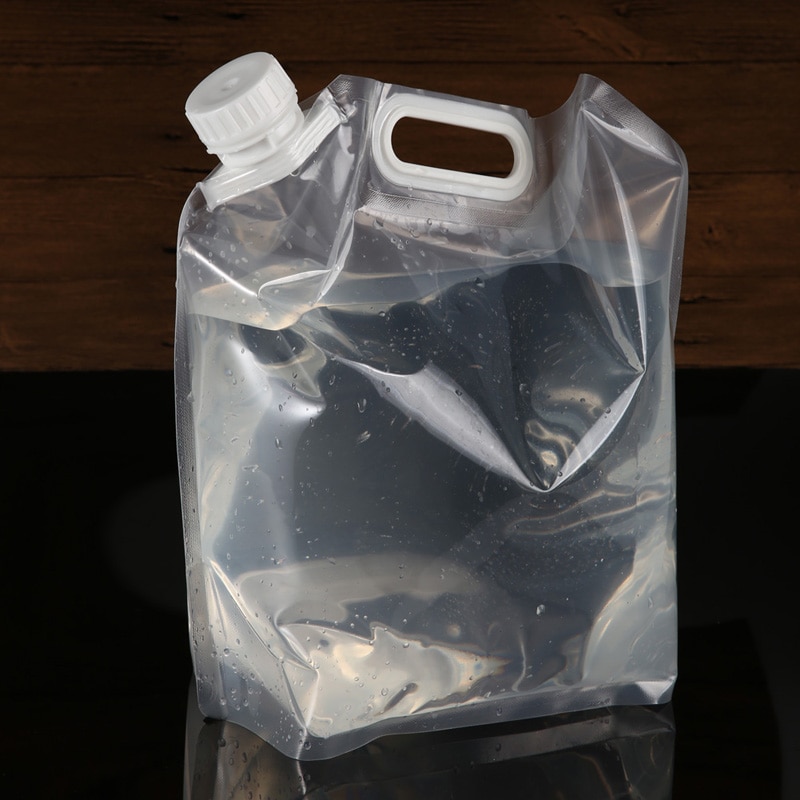 5L Folding Drinking Water Container Handheld Portable Clear Water Bag Camping Water Holder Survival Water Carrier Handle bag