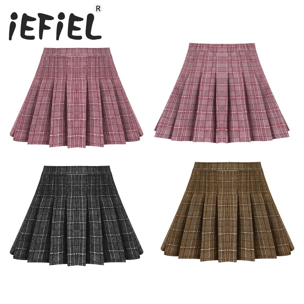 Kids Girls Pleated Skirt Cute Japanese School Uniform Toddler Teen Girls A-line Plaid Skirt Mini Short Skirts Children Clothing