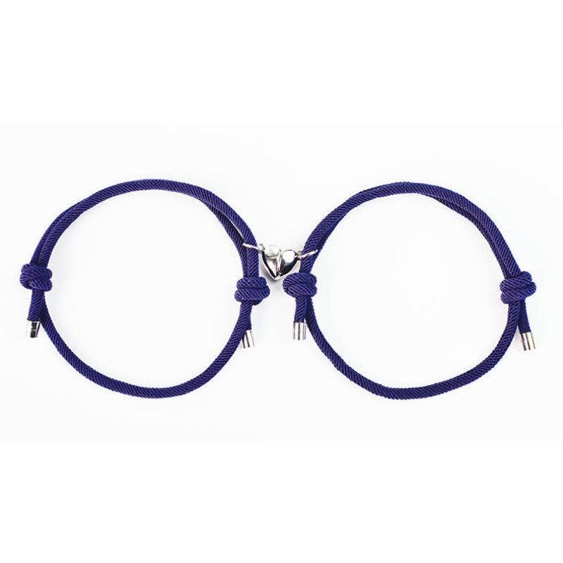 2 uds pulsera magnética pulsera magnética pareja cerradura corazón pulsera magnética cuerda trenzada ajustable pulsera de amistad para dos: COLOR ORO ROSADO