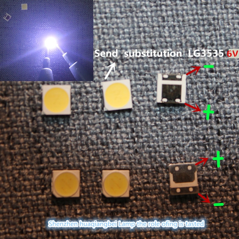 200 stk/parti til vedlikehold av lg ledet lcd tv bakgrunnsbelysning stripelys med 3535 smd ledet 6v sende erstatning  lg3535 6v