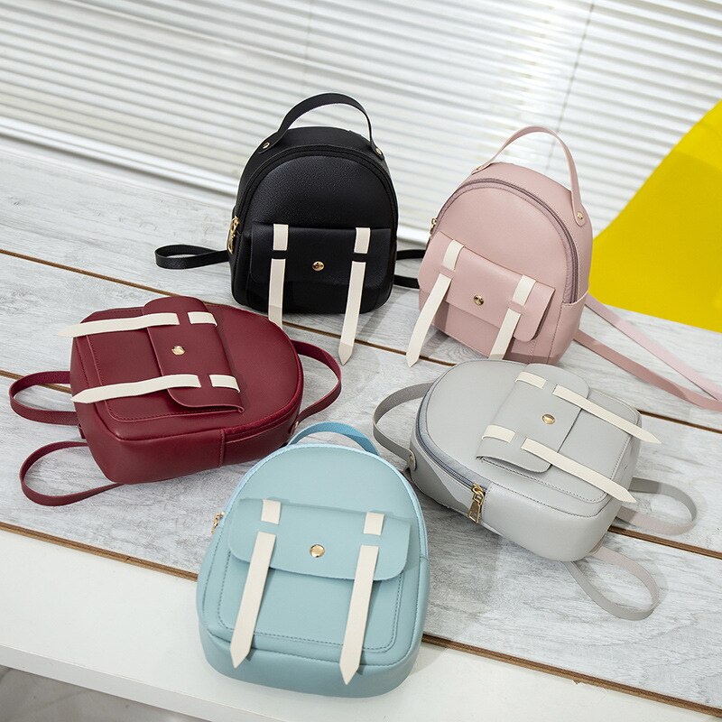 Koreanischen Stil Frauen Mini Rucksack PU Leder Schulter Taschen Für Teenager Mädchen Multi-Funktion Kleine Bagpack Weibliche Telefon Beutel