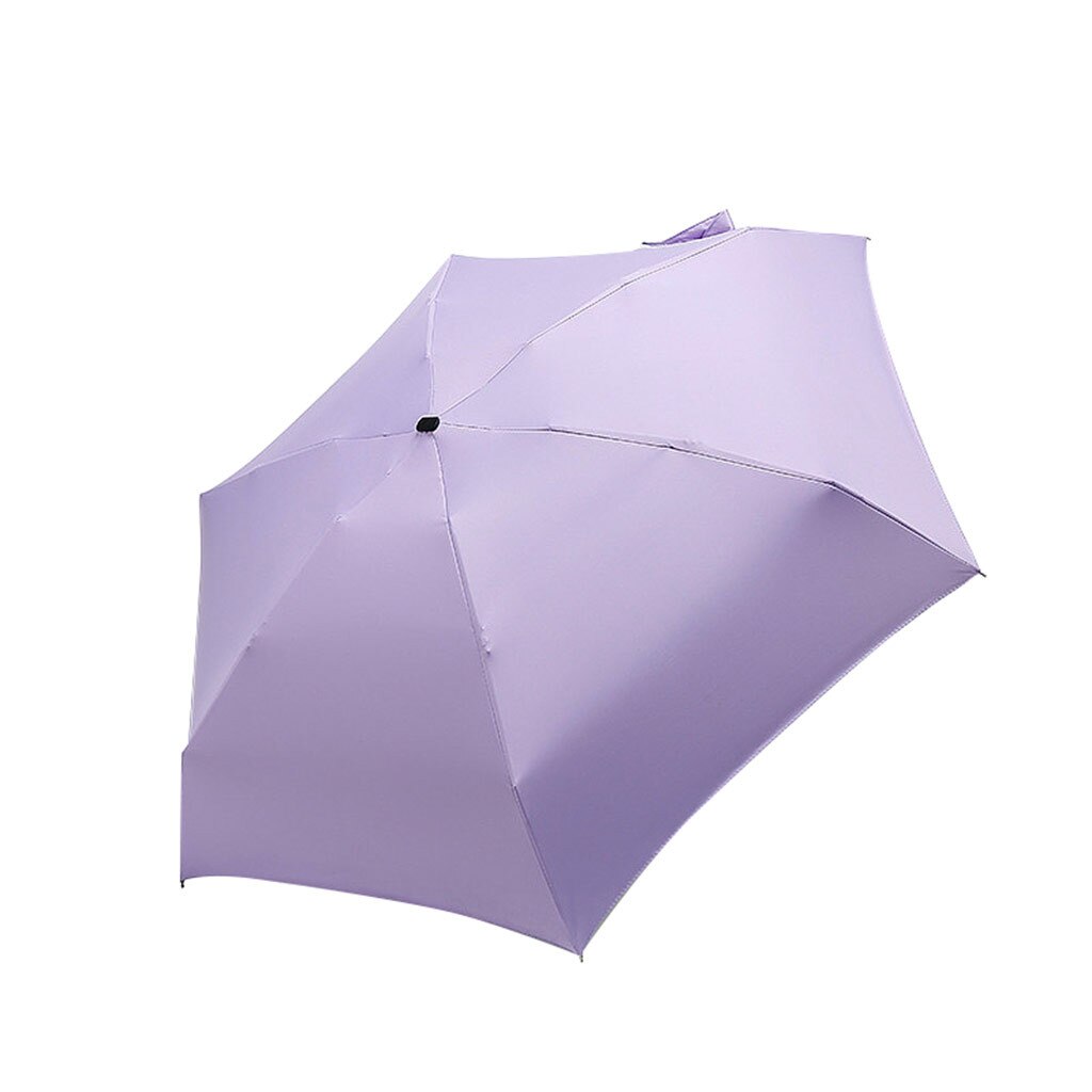 45#  kvinnor lyxigt lättviktsparaply svart beläggning parasoll 5- faldigt solregnparaply unisex reseskyddad ficka miniparaply: Lila 2