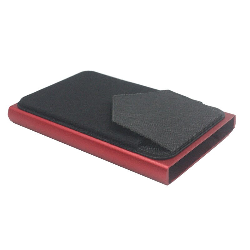 Pop Up Card Male Wallet Mini Package Aluminum Metal Protective Gear Storage Bag Smart Quick Release Women Wallet: Red