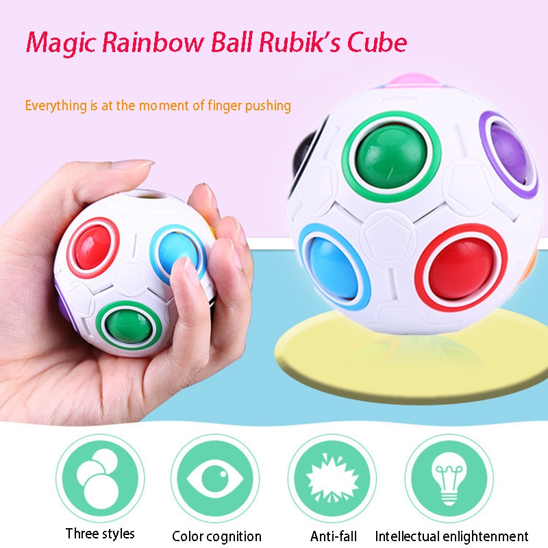 Regenbogen Puzzle Ball Würfel Magie Regenbogen Ball Puzzle bündeln betonen Zappeln Ball Gehirn Teaser Spiele Zappeln Spielzeug für freundlicher einstellen von 2: Weiß