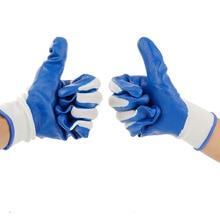 1 dobbelt komfortable haven mandlige / kvindelige arbejdshandsker læderhandsker gummi ansigtsbeskyttelse hånd anti-syre handsker