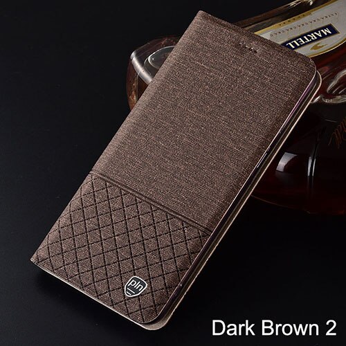 Case for Meizu M8 Plaid style Canvas pattern Leather Flip Cover for Meizu M8 Lite cases Coque: for Meizu M8 / dark brown 2