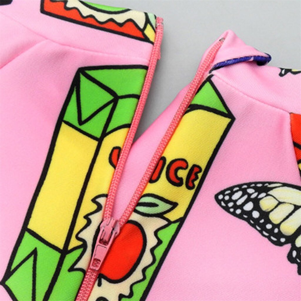 One-Piece Swimsuit for Girls Long Sleeve Multicolor Print With Headband Bikini Beachwear Cute Bathing Children's Swimsuit