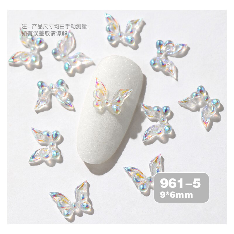 10Pcs Holografische Aurora Strikjes Nail Art Decoraties 3D Crystal Ab Kleurrijke Boog Ornamenten Japanse Diy Manicure Accessoires: 961-5