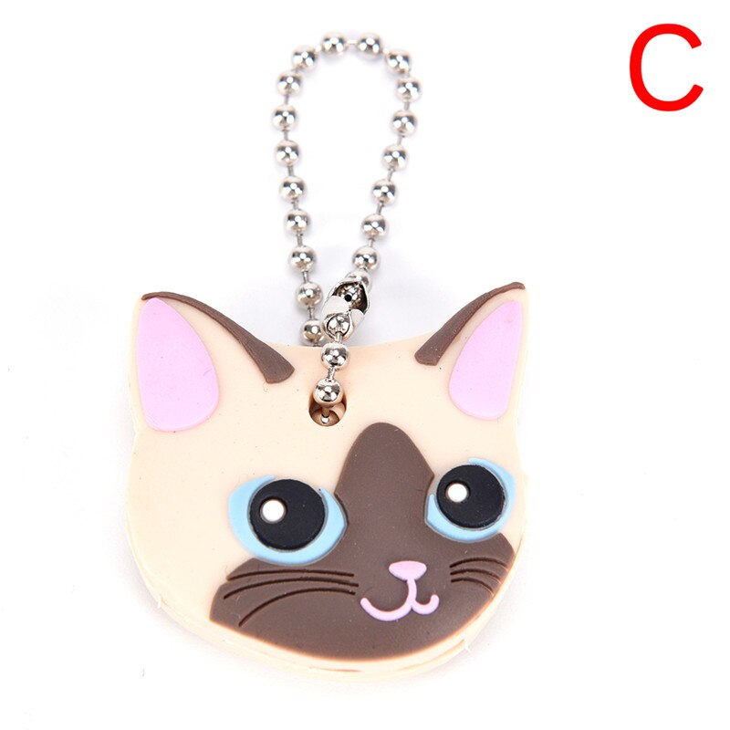 1 Pc Silicone porte-clés capuchon tête couverture porte-clés étui coquille chat Hamster Shih Tzu carlin chien animaux forme belle bijoux: C 1pcs