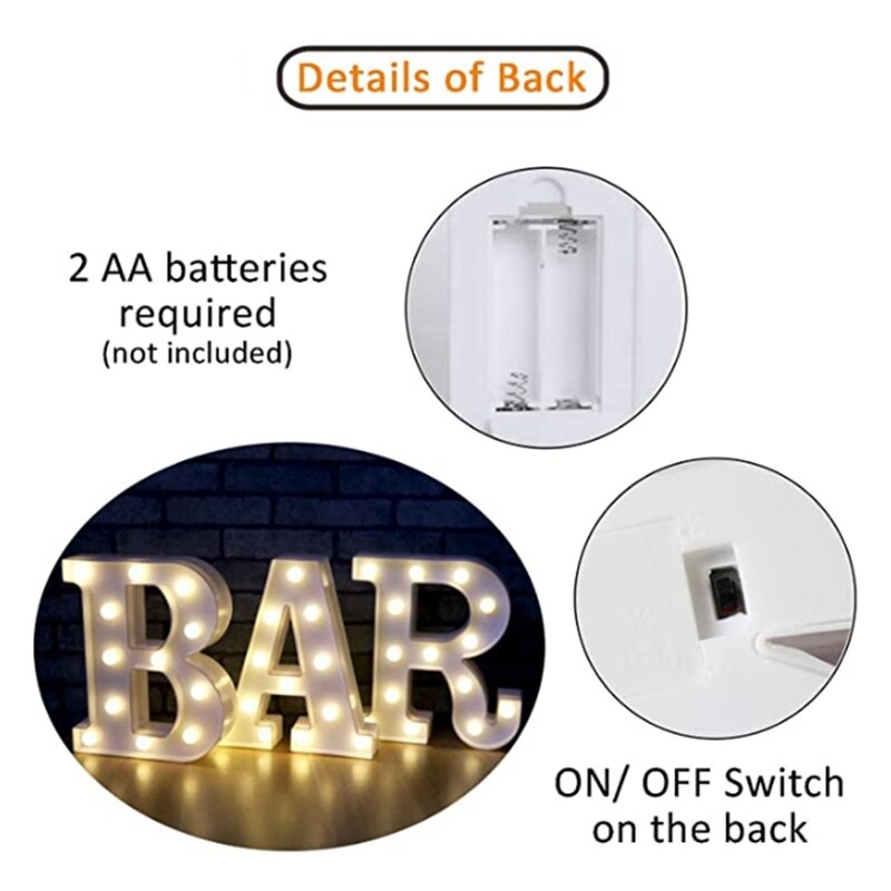 Letter Light Signs, Light Up Alphabet Letters, Suitable for Wedding Birthday Party Christmas Home Bar Decoration
