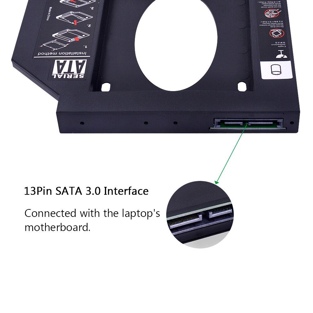 Plast sata 3.0 2nd hdd ssd caddy 12.7mm för 2.5 " 2tb ssd fodral hårddisk hölje laptop dvd-rom optisk bay box optiker