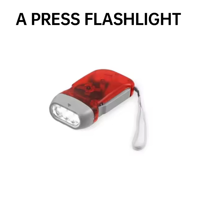 LED Hand Pressed Eco-friendly Flashlight, Portable Camping Light, Mini Hand Pressed Generator Crank Flashlight, Pocket Light: Red