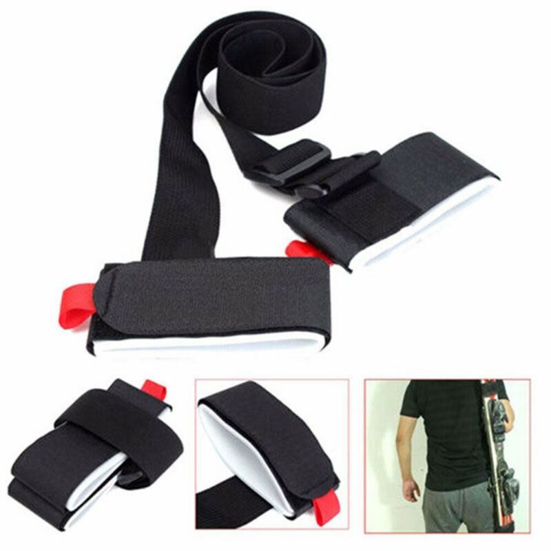 Adjustable Skiing Pole Shoulder Hand Carrier Lash Handle Straps Porter Hook Loop Protecting Black Nylon Ski Handle Strap Sets