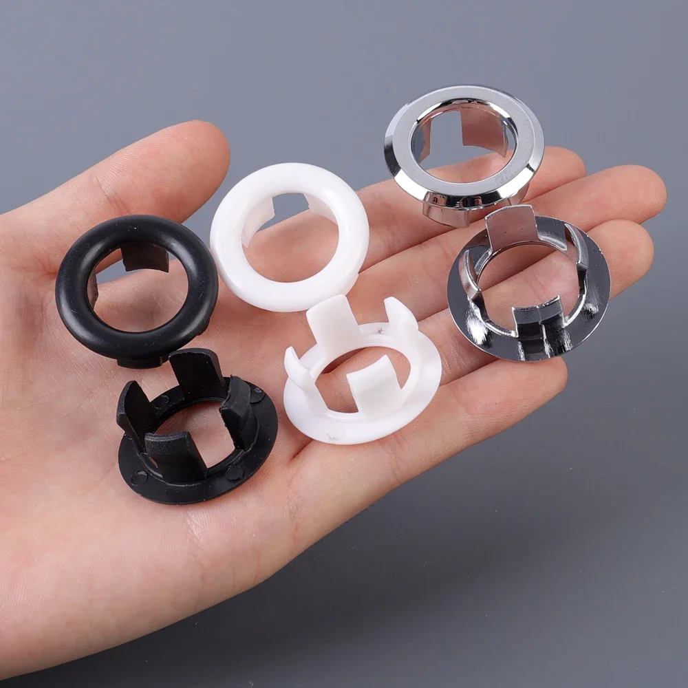 24-1PCS Gootsteen Overloop Ring Cover Vervanging Badkamer Wastafel Trim Bad Ronde Plastic Gootsteen Overloop Gat Cover Keuken accessoires