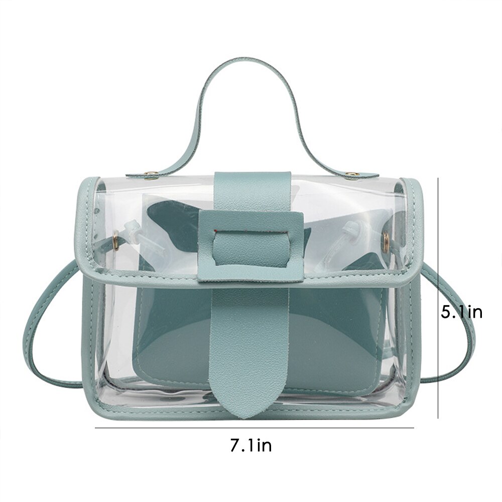 Trend Kleine Vrouwen Handtassen Clear Dames Jelly Transparante Crossbody Bag Purse Candy Kleur Schoudertas Mini Portemonnees: green