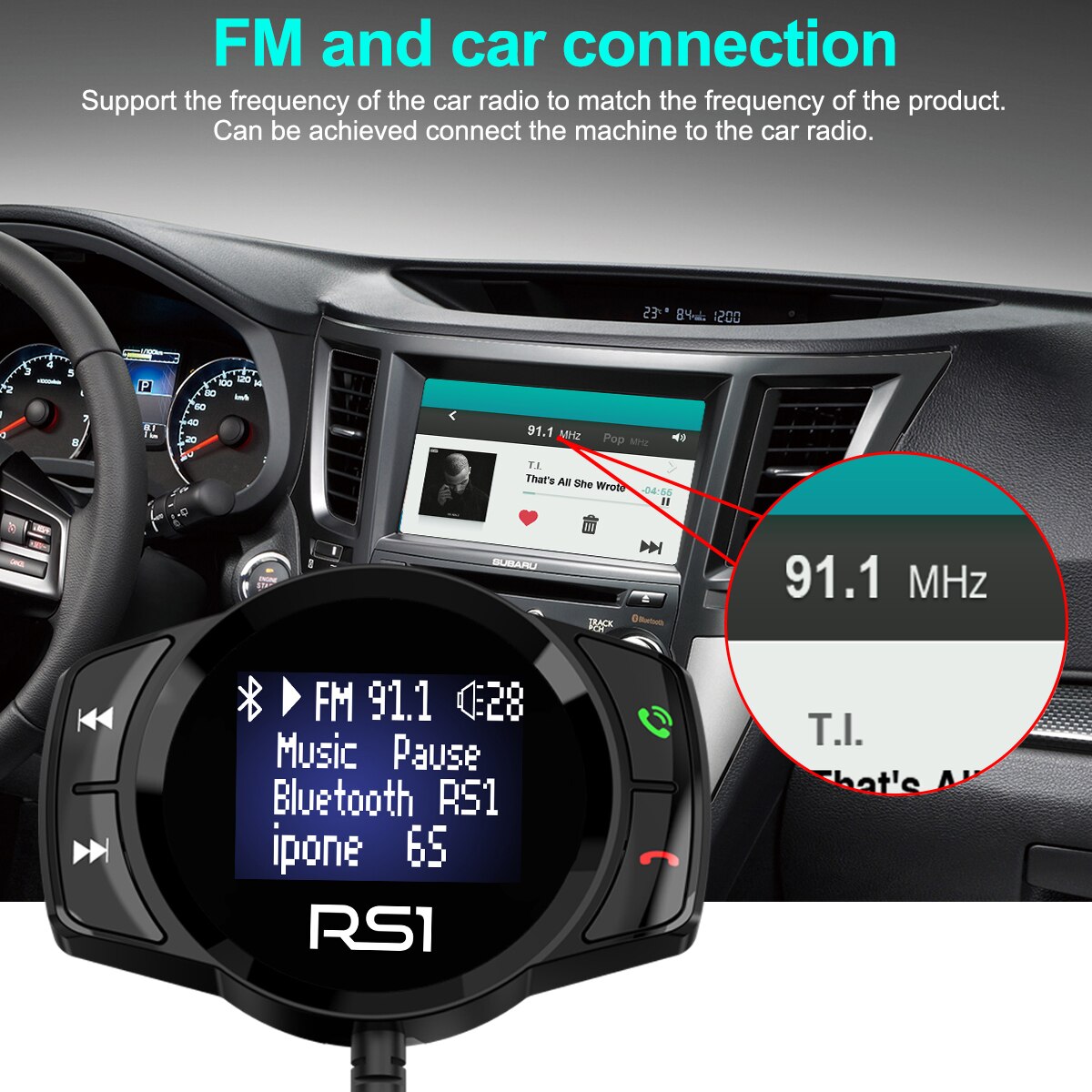 Led Screen Display Een-Klik Adapter Ontvanger Auto Luidspreker Fm-zender Handsfree Bluetooth Car Kit Voor Telefoon Handen gratis
